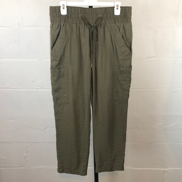 BDG Rayon Cargo Pants Size L Crop Olive Green #e44 - Picture 1 of 5